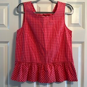JCrew sleeveless top Size Small. Coral check.